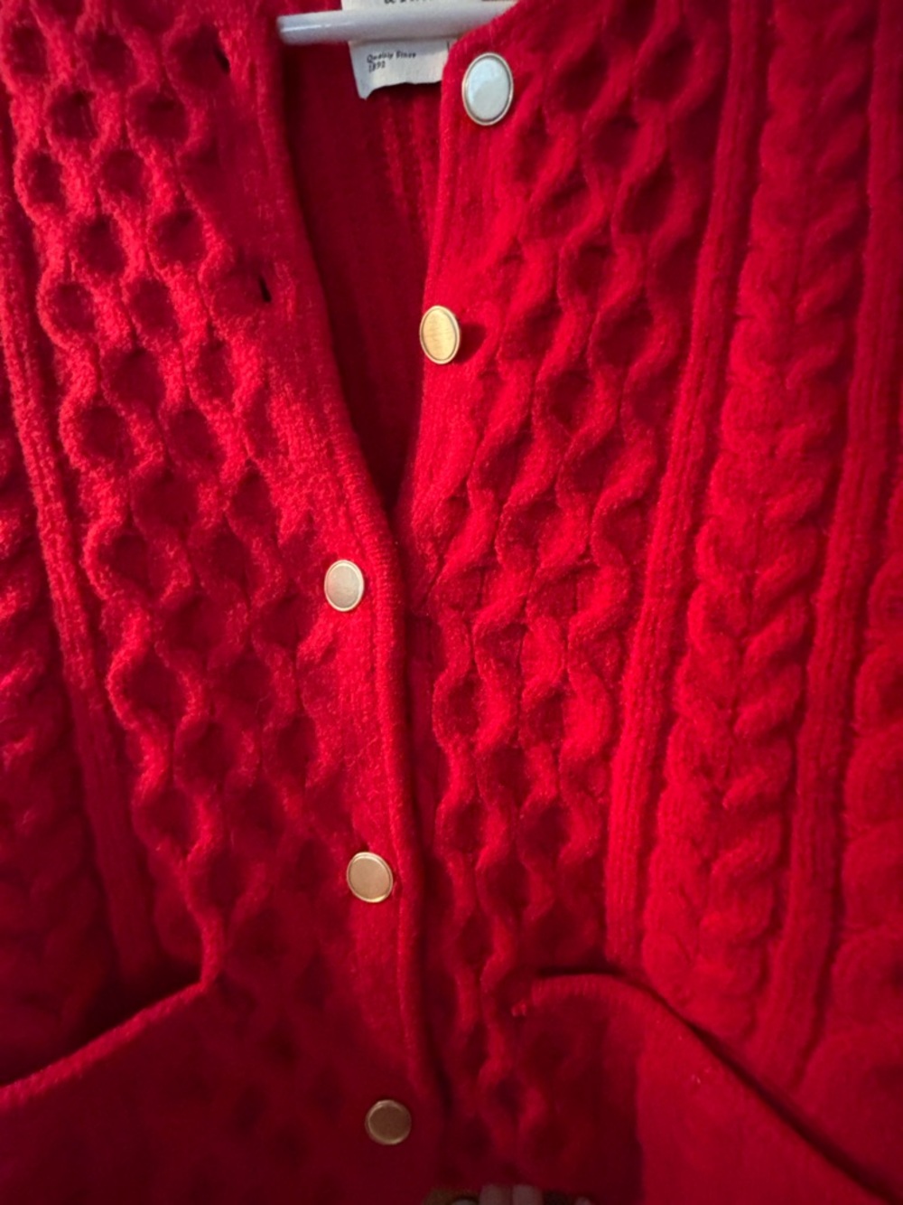 Abercrombie & Fitch Bright Red Cable Knit Pocket Cardigan - Picture 4 of 5